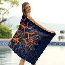 1 件超细纤维沙滩巾，超强吸水速干泳衣毛巾，轻质柔软沙滩毯，非常适合海滩、游泳、户外、露营、旅行 - 彩色 - 查看 4