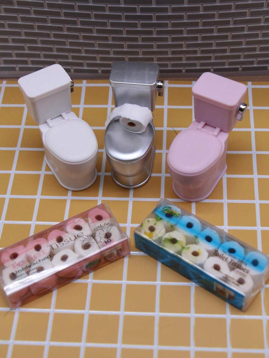 1:12 比例迷你卫生纸和纸巾套装，OB11 娃娃屋装饰配件，逼真摄影道具，恶搞礼物，派对小礼品，迷你模型