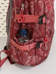 Thời trang nhiều túi dung lượng lớn ba lô đi học dành cho học sinh cấp trung học cơ sở & trung học học sinh, trở lại đến trường học mới đến trường học đồ dùng học tập sách túi túi đi học cho sách - Màu Đỏ Sâu - Xem 9