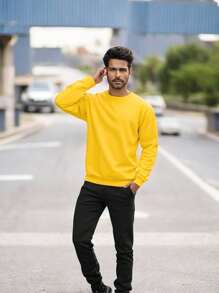 Men Sweatshirts - 黃色 - 查看 1