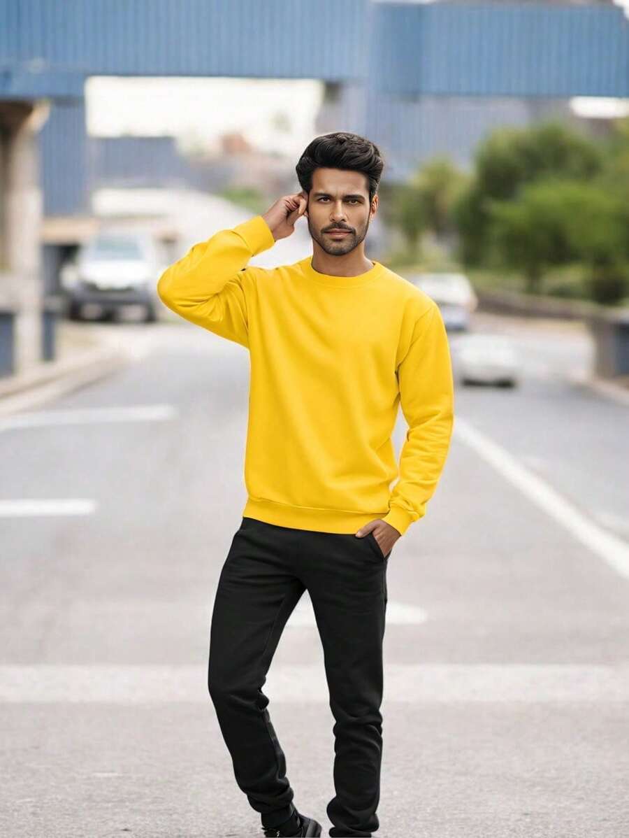 Men Sweatshirts - 黃色 - 查看 1