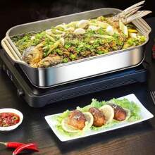 1 件深烤盘，带不锈钢盖，家用厨房配件 - 銀色 - 查看 4