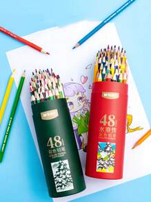 1 Conjunto de 12-48 cores de lápis de cor profissional à base de água, lápis de desenho à base de óleo para estudantes