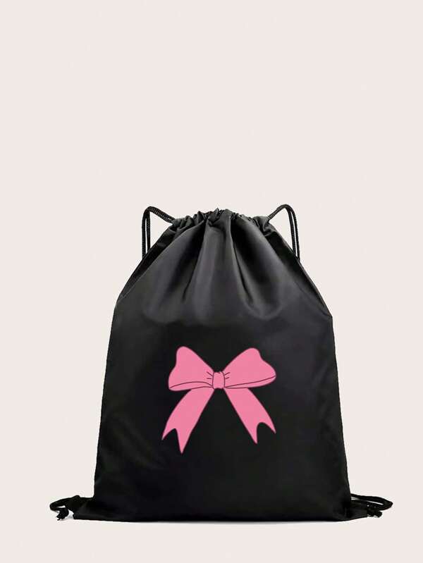 1 Pc Fashion Cute Cartoon Printing Polyester Material Drawstring Strap Pocket Suitable For Boys And Girls Large Capacity Backpack Sports Backpack Basketball Bag Suitable For Sports