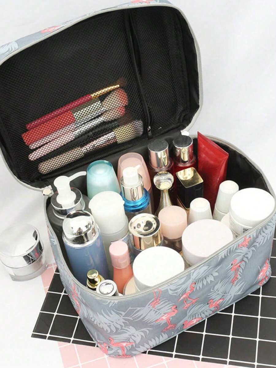 1 件大容量旅行化妆包，灰色图案化妆品收纳盒，化妆包，盥洗包，旅行必需品，邮轮必需品，宿舍必需品，伴娘礼物，妈妈礼物，生日礼物，朋友和老师礼物，家居装饰，浴室，卧室，珠宝盒，唇彩，指甲油收纳装饰秋季装饰节日装饰房间装饰家居装饰秋季装饰卧室装饰 - 彩色 - 查看 1