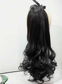 14英寸/18英寸/22英寸合成纤维抽绳马尾夹式假发，适合女性在圣诞节和万圣节佩戴 - 黑色 - 查看 6
