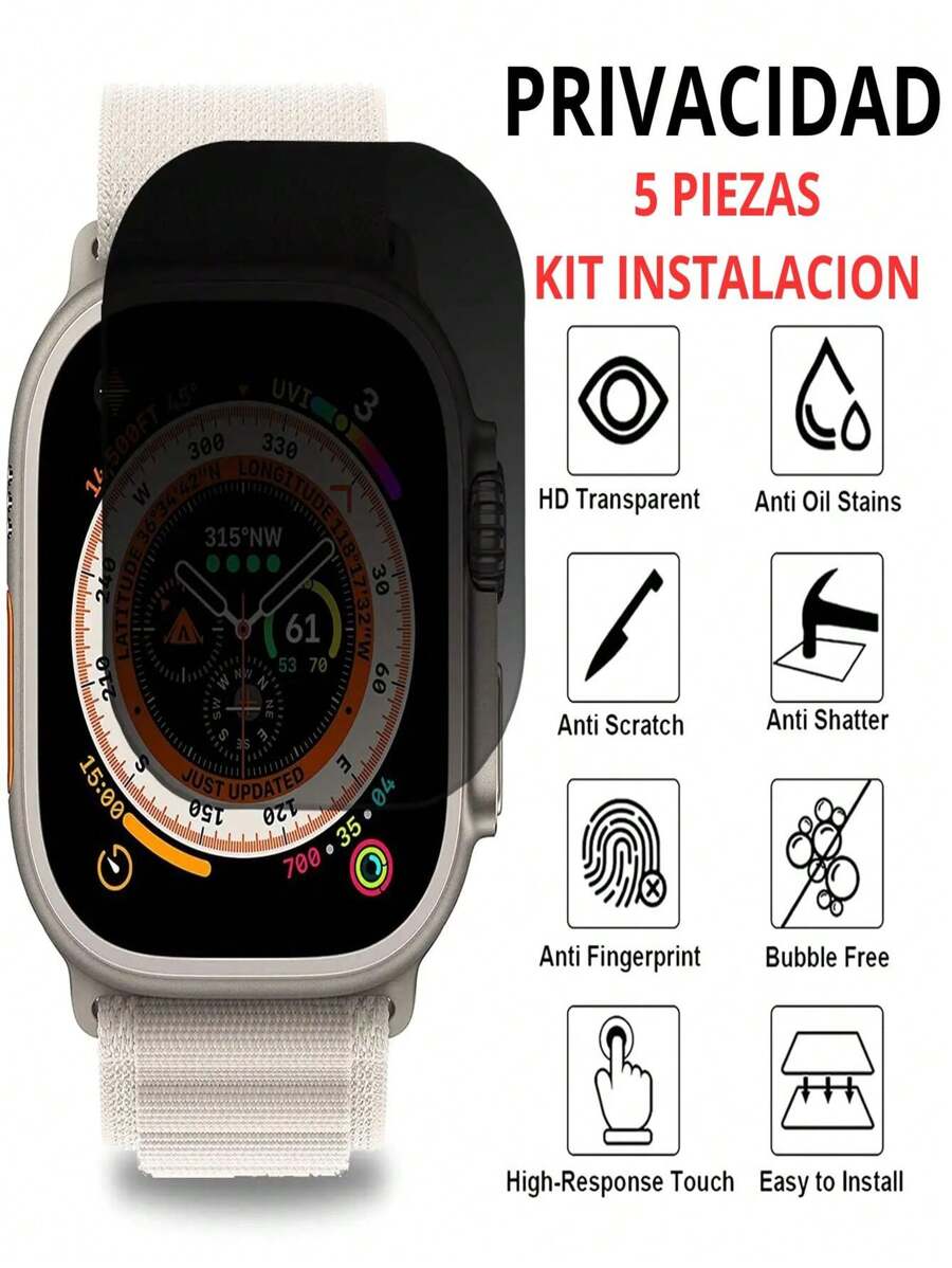 5 Hydrogel Micas For REDMI Watch 5 Active - Protect Your Smartwatch With Style And Durability - Privacy - View 1