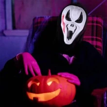 3pcs Fun World Adult Scream Halloween Mask Scary Face With Crape White Black Funny Mask For Halloween Party - Black and White - View 5
