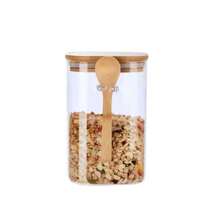 Jogo De 2 Potes P/ Mantimentos C/ Tampa E Colher De Rolha 1l