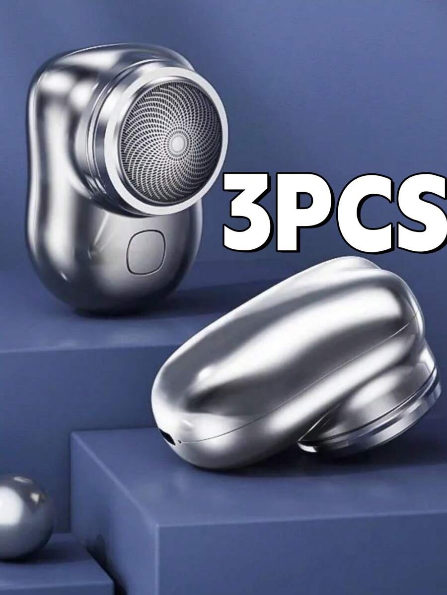3Pcs Mini Portable Waterproof Electric Shaver TYPE-C Pocket Beard Trimmer Promotion - 銀色 - 查看 1