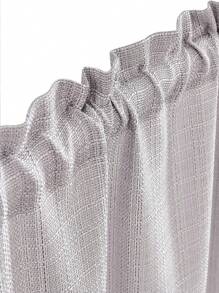 1pc Linen-Like Solid Color Kitchen Curtain, 230g/㎡, Semi-Transparent Simple & Stylish Window Curtain For Bedroom, Living Room, Filters UV