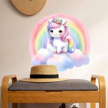 Cute Cartoon Unicorn And Rainbow Removable Wall Stickers For Living Room, Entrance, Bedroom Decoration, Girls/Boys Room, Kids Room, Baby Nursery - Multicolor - View 2
