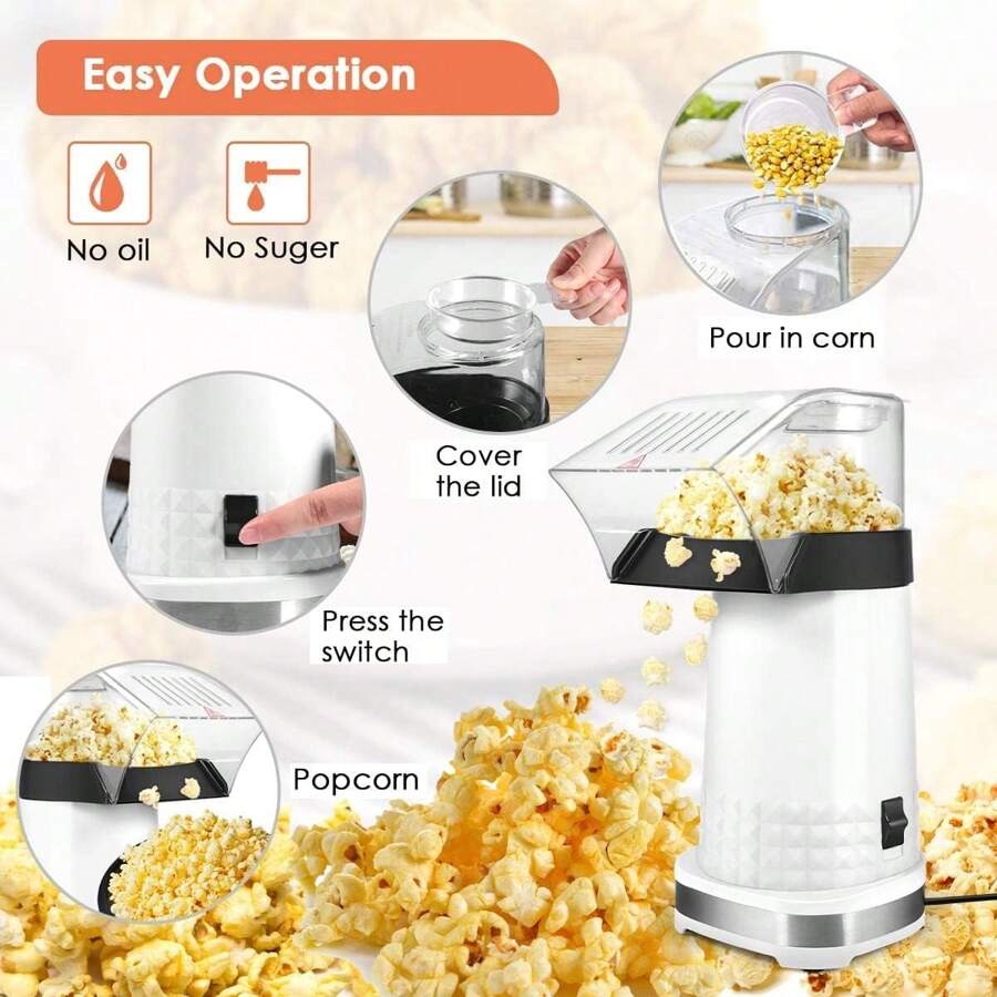 Popcorn Machine High Popping Rate, 4.5 Quarts 1200w 2 Min Fast Popping