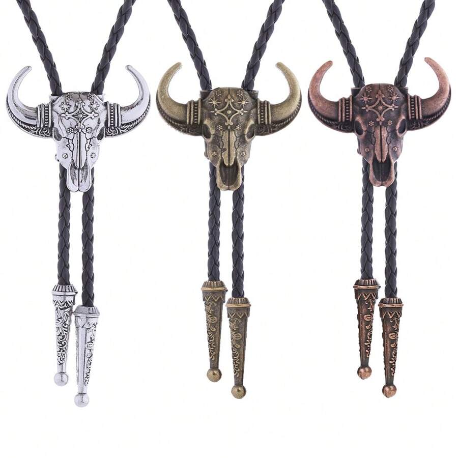 1 Máy Tính Unisex Có Thể Điều Chỉnh Phong Cách Phương Tây Đầu Bò Bolo Thắt Vòng Cổ, cổ Điển Hoa Kỳ Động Vật Đầu Bò Cưới Cổ Áo Sơ Mi Trang Trí, Trường Học - Đồng cổ - Xem 1