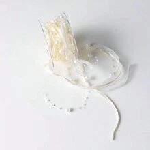 1pc Handmade Beaded Faux Pearl Ribbon, Fresh Flower Bouquet Ribbon, Crafty Ribbon For Gift Wrapping, DIY Cake Box Decor (Excluding Plastic Spool),Christmas - Multicolor - View 14