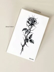 1 件草本汁临时纹身贴纸，玫瑰刺图案，半永久性，14 天褪色，防水，适用于手臂/胸部/背部 - 藍色 - 查看 8