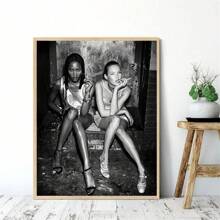 1入Top Model Naomi Campbell Kate Moss吸煙海報畫，時尚女孩標誌性名人畫布油畫，適用於家居裝飾，不含框架 - 彩色 - 查看 8