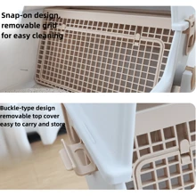 1pc Semi-Automatic Tipping Cat Litter Box, Large Semi-Enclosed Cat Toilet And Cat Poop Box Suitable For Cats Weighing Less Than 7.5 Kg - Multicolor - View 6