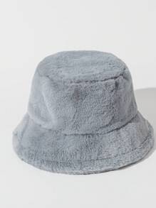 1pc Solid Color Plush Bucket Hat For Fall, Soft & Warm Beanie Cap For Couples' Casual, Outdoor Activities, Etc. Winter Fall Winter Outfits,Holiday,Festival - Solid Color - View 16