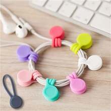 2/6pcs Magnetic Data Cable Ties, Twist Ties With Strong Magnet, For Bundling And Organizing Cables, Headphone Cables, USB Charging Cords, Hanging & Holding Keychain, Silicone Cord Winder Magnetic Cable Clips - Multicolor - View 2