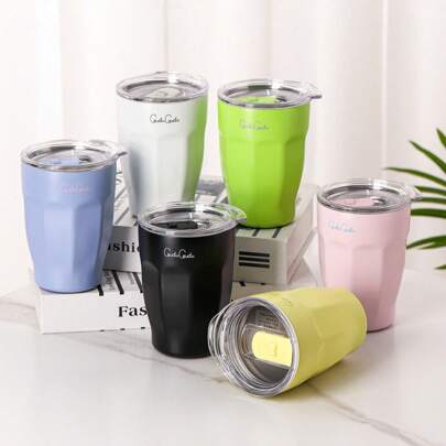 新款时尚不锈钢双层咖啡杯，280ML/9.47OZ真空隔热旅行杯，适合家庭和户外使用，水瓶返校