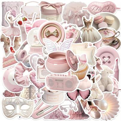 50PCS Pink Ballet Stickers Vinyl Aesthetics Stickers Scrapbook,Journaling,Laptop,Bumper,Skateboard,Water Bottles,Computer,Phone,Cartoon,Hard Hat,Car Stickers And Decals Back To School Scrapbook Supplies Funny Stickers Laptop Stickers Kindle Phone Stickers