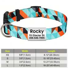 Personalized Dog Collar With Floral  Geometric Patterns - Custom Soft  Pet Collars With Bohemia Pet ID Pendant Tags, Pet Outdoor Decorations - Nice Gift For Small Medium Large Dogs - Turquoise - View 18