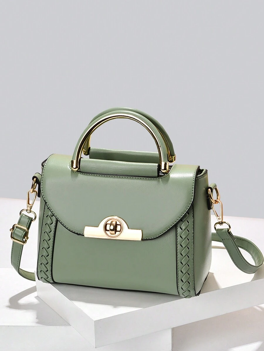 Solid Color Women's Square Handbag, Fashion Mini Crossbody Bag With Top Handle, Stylish Shoulder Wallet With Buckle Decor, Best Mother Day Gifts Ever, Mother's Day - Green - View 1