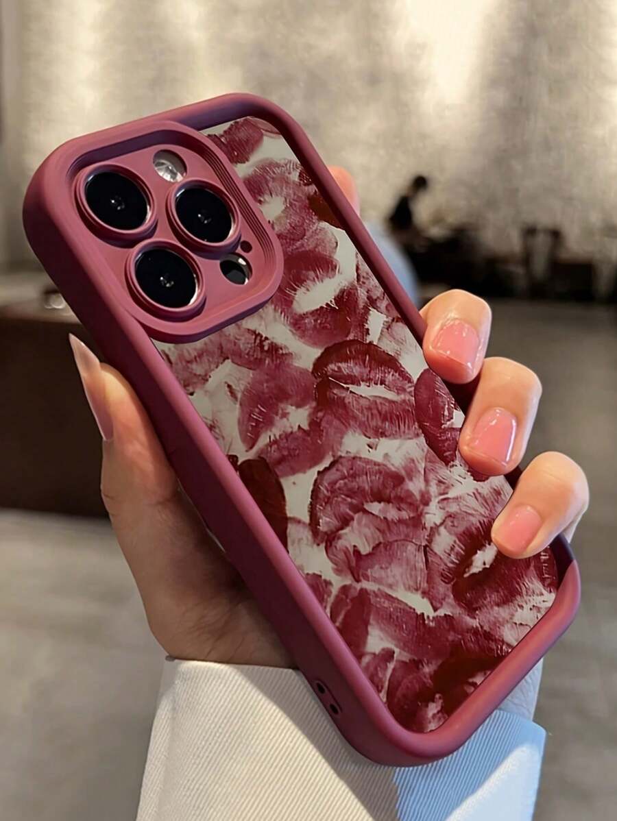 情人节新款奢华压纹软硅胶手机壳，防摔涂漆保护套，兼容 15 Pro Max、 13/14/11/XS/XR/7/8 系列，防水防震防刮 - 彩色 - 查看 1
