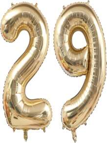 2-Piece Set Of 40 Inch Light Gold Digital Balloon, Platinum Giant Foil, Polyester Film, Helium Large Digital Balloon, Champagne Gold Birthday Digital Giant Balloon, Anniversary Commemorative Events, Party Decoration Supplies, Christmas - Gold - View 24