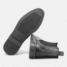 Men's Casual Chelsea Boots, Business Commute Ankle Boots, Retro Style, White Stitched KD5236 - Dark Grey - View 6