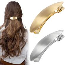 1pc Set - French Metal Oval Hair Clips, Fashionable Women Hair Clips, Non-Slip Minimalist Hair Clips, Spring Hair Clips, Suitable For Long/Short/Curly/Wavy Hair, Metal Hair Accessories, Fashion Hair Accessories, Decorative Hair Accessories Single Set (Gold/Silver), Gold Hair Accessories, School Supplies, Hair Accessories, Hairpin - Multicolor - View 12