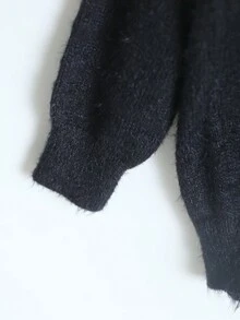 JIANHU Loose Round Neck Printed Sweater,Long Sleeve Tops - Black - View 7