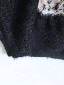 JIANHU Loose Round Neck Printed Sweater,Long Sleeve Tops - Black - View 8