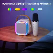 Altavoz portátil de karaoke inalámbrico con micrófono inalámbrico, sistema de altavoces estéreo HIFI para KTV, altavoz inalámbrico con luces LED RGB de colores, voz modificada, máquina de karaoke para exteriores, deportes, viajes, mejor regalo para fiestas en casa, regalo de cumpleaños
