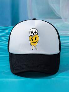 1 件装男士户外休闲时尚图案街头风格可调节棒球帽，适合日常佩戴 - 網紗帽 - 查看 15