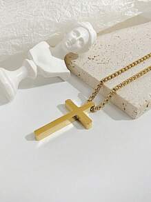 CCO 1 件简约时尚金色吊坠项链，不锈钢，男士休闲街头服饰