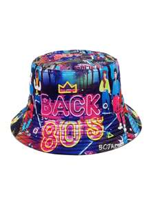 1 pezzo Cappello a secchiello vintage anni '80, '90 con graffiti a doppia faccia, cappello unisex in stile retro rock Y2K, adatto per attività all'aperto estive come escursionismo e pesca - A - Visualizzare 11
