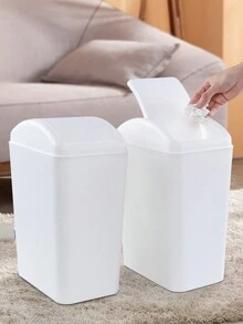3 Packs 4.5 Gallon Trash Can With Swing Top Lid, Plastic Garbage Bin With Lid - 白色 - 查看 8
