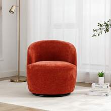 Swivel Barrel Chair, Small Swivel Accent Chair Comfy Round 360° Chenille Swivel ArmChair, Modern Round Accent Arm Chairs For Living Room Bedroom Nursery - 橘色 - 查看 7