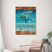 1 Piece Undersea Turtle Everyday Is A New Beginning Canvas Wall Art Artwork Home Decor For Bedroom Living Room Bathroom Frameless Posters, Wall Art, Room Decoration Stuff Gifts Birthday Graduation Coastal Decor Coastal Decor Beach Decor