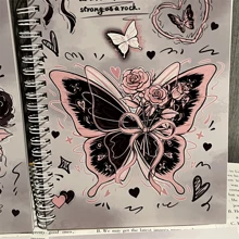 4 Pieces Of Ballet Pink Butterfly Ins Style Highly Attractive Girl Heart A5 Coil Book Thickened Student Homework Book Large Notebook Back To School - Multicolor - View 3