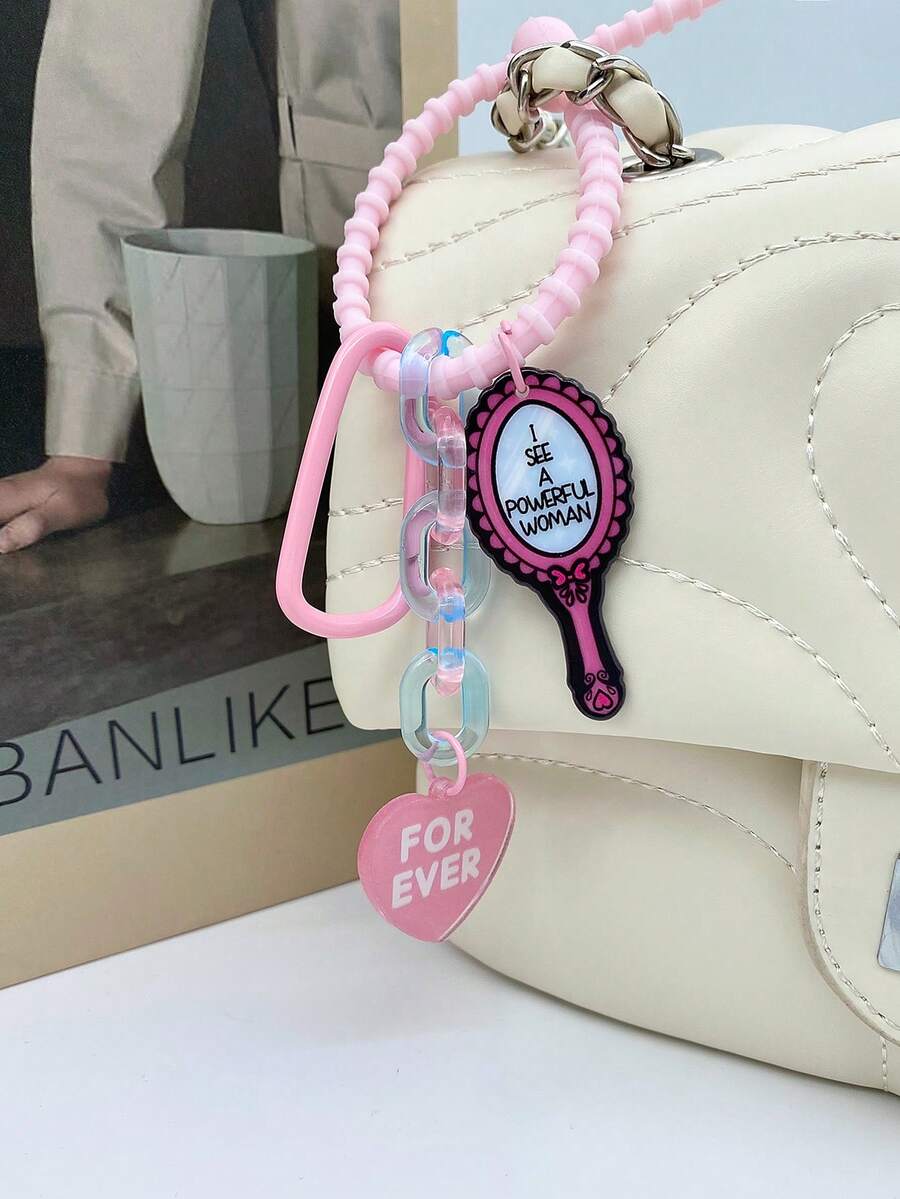 2024 新款亚克力时尚可爱包包吊饰镜子，送给老师、妈妈和最好的朋友的完美礼物 - 彩色 - 查看 1