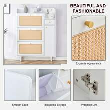 Modern Minimalist Storage Cabinet, Japanese Rattan Shoe Cabinet, Bed Top Cabinet, Small Home Furniture. Suitable For Corridors And Living Rooms. - White - View 5