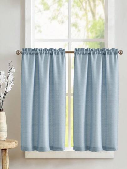 1 Rèm ngắn nhà bếp màu vải lanh, 230g/㎡, Rèm bán trong suốt đơn giản và thời trang cho phòng ngủ, phòng khách, ngăn tia UV