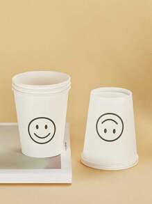50 piezas/set Vasos desechables de papel grueso de 250ml, uso doméstico, oficina, negocios, estilo sencillo, al por mayor, fiesta de Halloween - Carita de osito solo - Ver 3