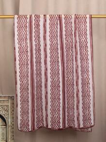 Lightweight, Soft Chiffon Vintage Printed Scarf, Striped & Plaid Pattern, Can Be Used As Headscarf Or Shawl, Suitable For Robe Matching - Multicolor - View 8