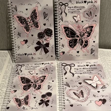 4 Pieces Of Ballet Pink Butterfly Ins Style Highly Attractive Girl Heart A5 Coil Book Thickened Student Homework Book Large Notebook Back To School - Multicolor - View 12