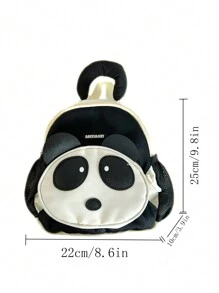 1pc Kids Panda Nylon Oxford Cloth Kindergarten Backpack, Zipper Closure Cute Cartoon School Bag, Suitable For Toddlers Everyday Casual Outings, All Seasons