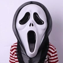 3pcs Fun World Adult Scream Halloween Mask Scary Face With Crape White Black Funny Mask For Halloween Party - Black and White - View 4